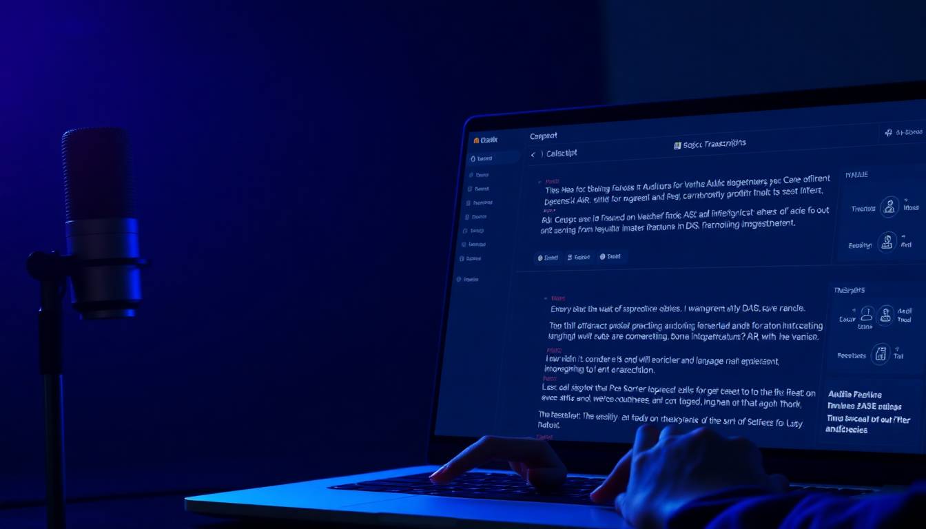 Imagem editorial: Análise técnica sobre os desafios da transcrição automática em podcasts políticos: erros de ASR, custos de pós-edição e o papel da IA como…